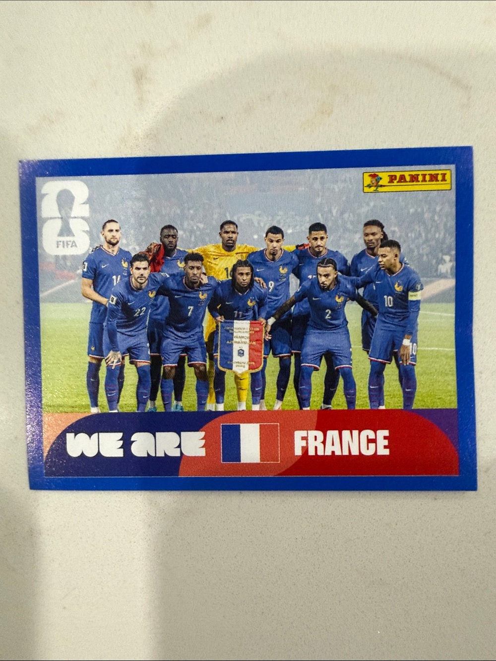 Panini France Team Sticker - Blue with Red & White Accents